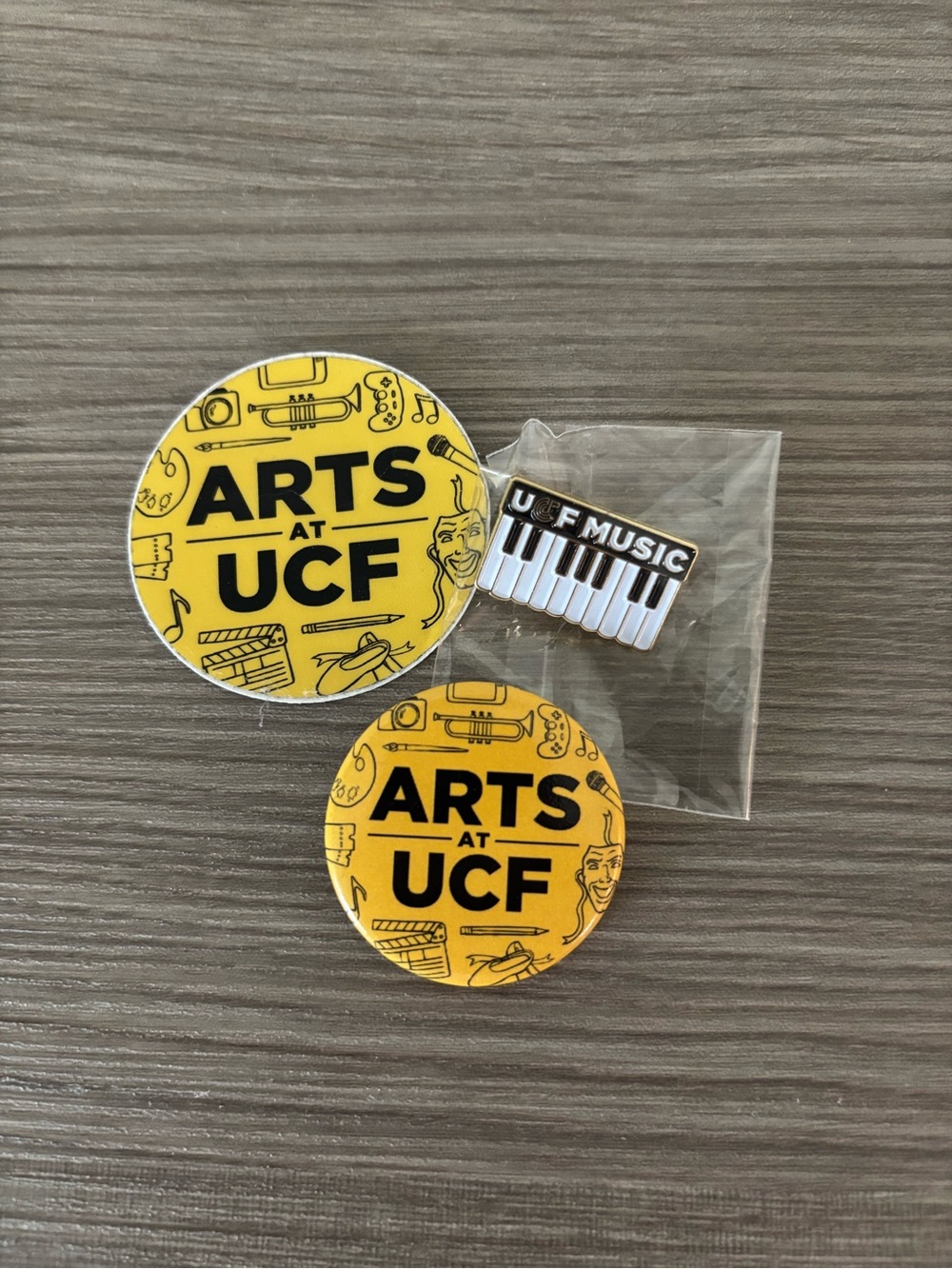 Arts at UCF Yellow Button Pin